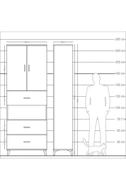 Arges Dolap 4 Raflı 3 Çekmeceli 2 Kapaklı 88x30x243 - S33M191V9A