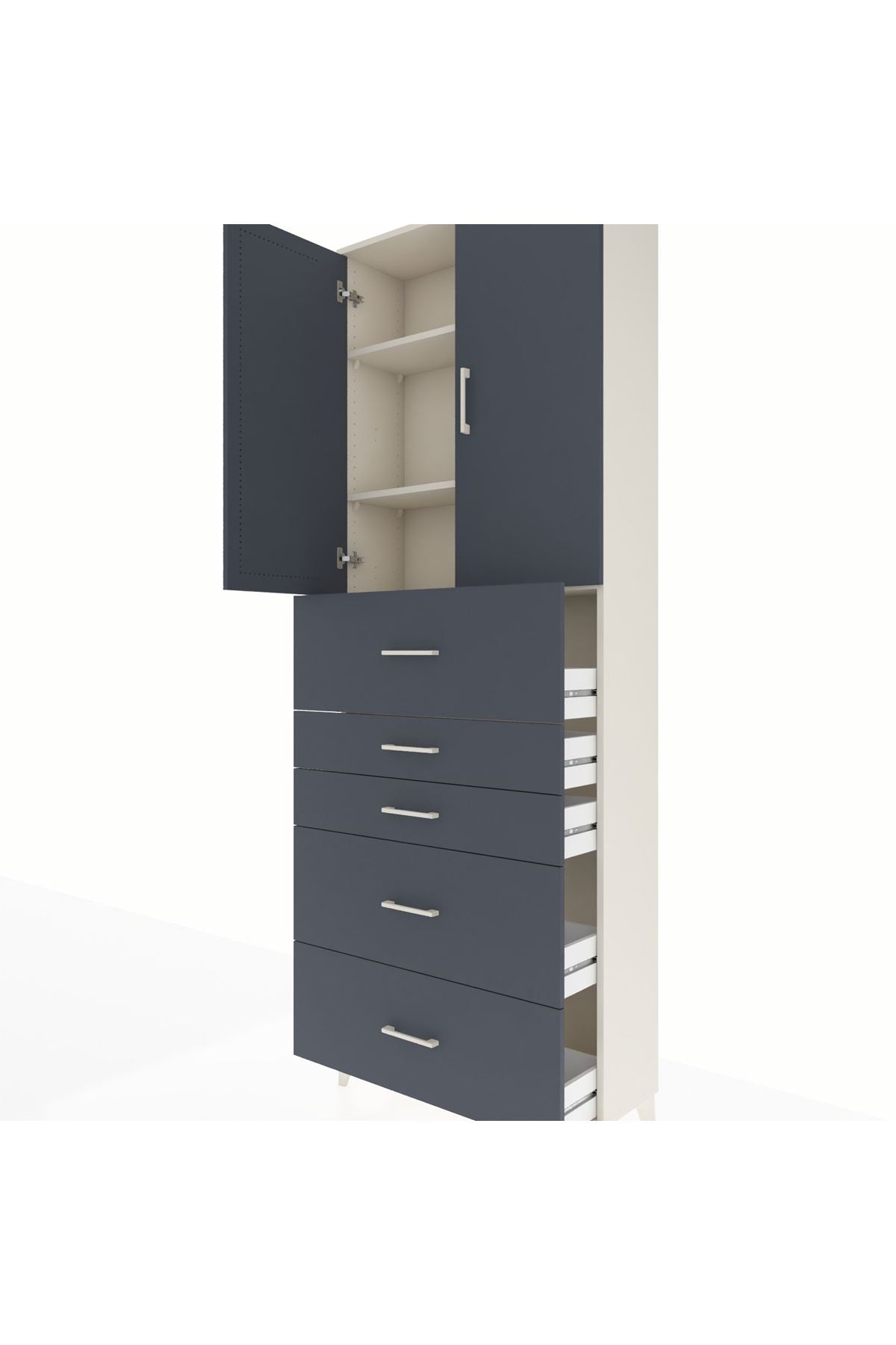 Arges Dolap 3 Raflı 5 Çekmeceli 2 Kapaklı 88x30x243 - S33M193V2A