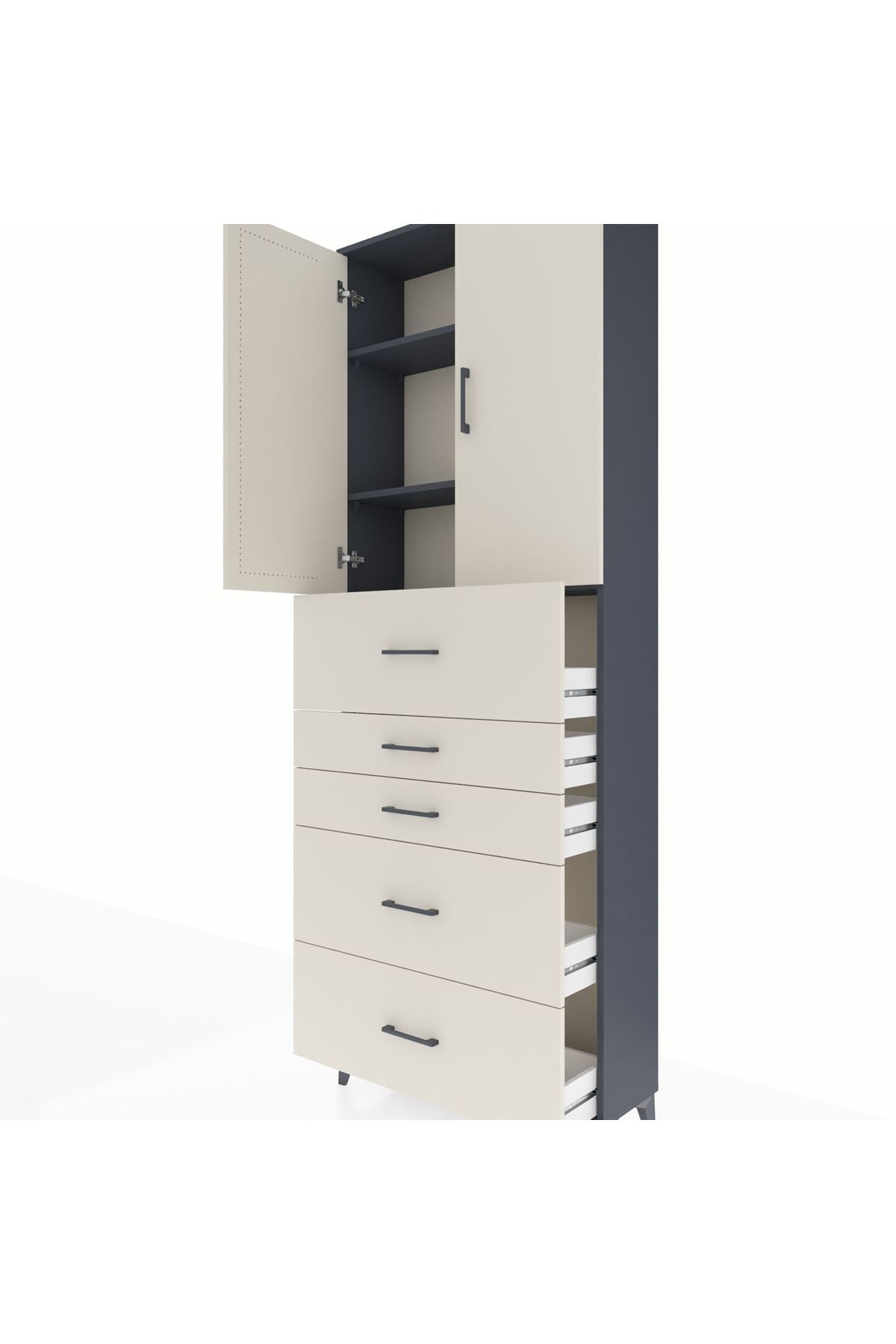 Arges Dolap 3 Raflı 5 Çekmeceli 2 Kapaklı 88x30x243 - S33M193V4A