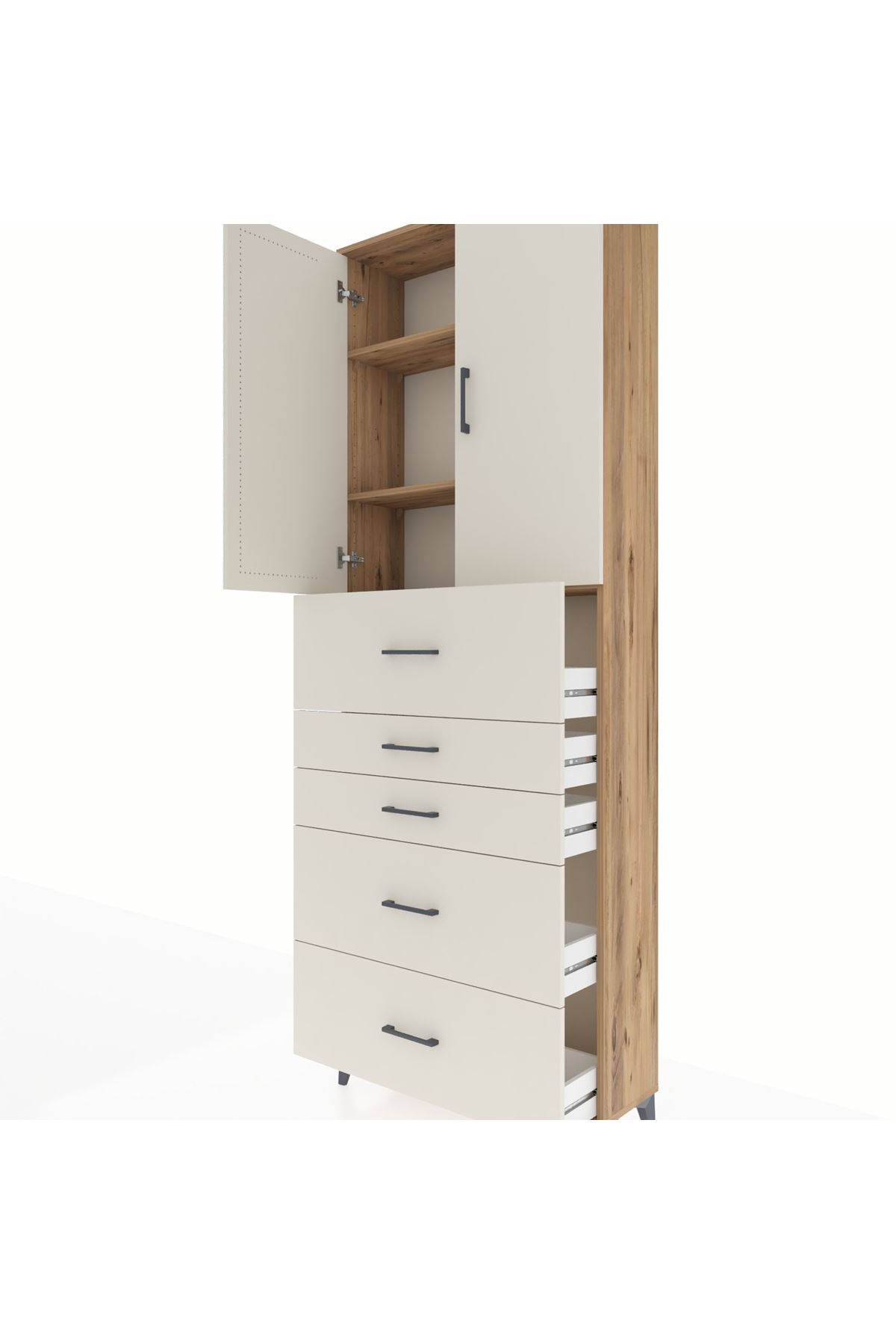 Arges Dolap 3 Raflı 5 Çekmeceli 2 Kapaklı 88x30x243 - S33M193V7A