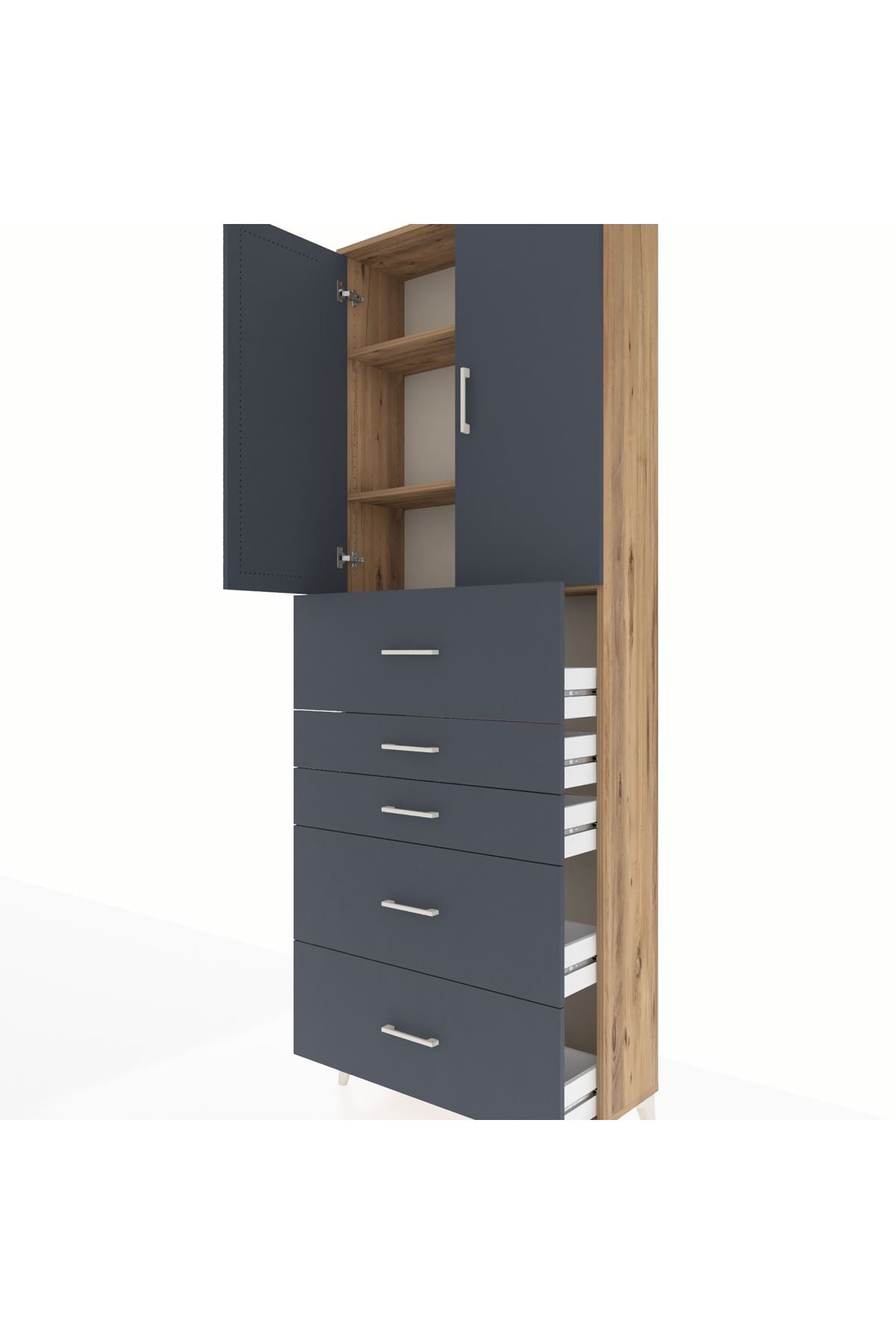 Arges Dolap 3 Raflı 5 Çekmeceli 2 Kapaklı 88x30x243 - S33M193V8A