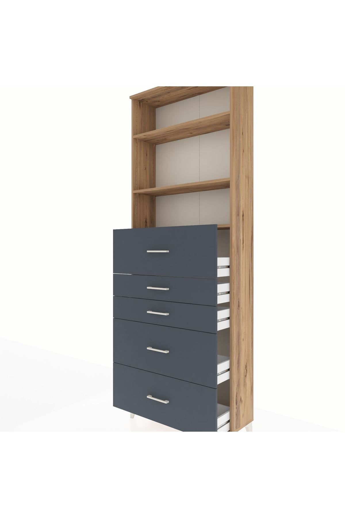 Arges Dolap 3 Raflı 5 Çekmeceli 88x30x243 - S33M194V8A