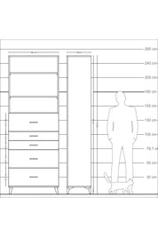 Arges Dolap 3 Raflı 5 Çekmeceli 88x30x243 - S33M194V9A