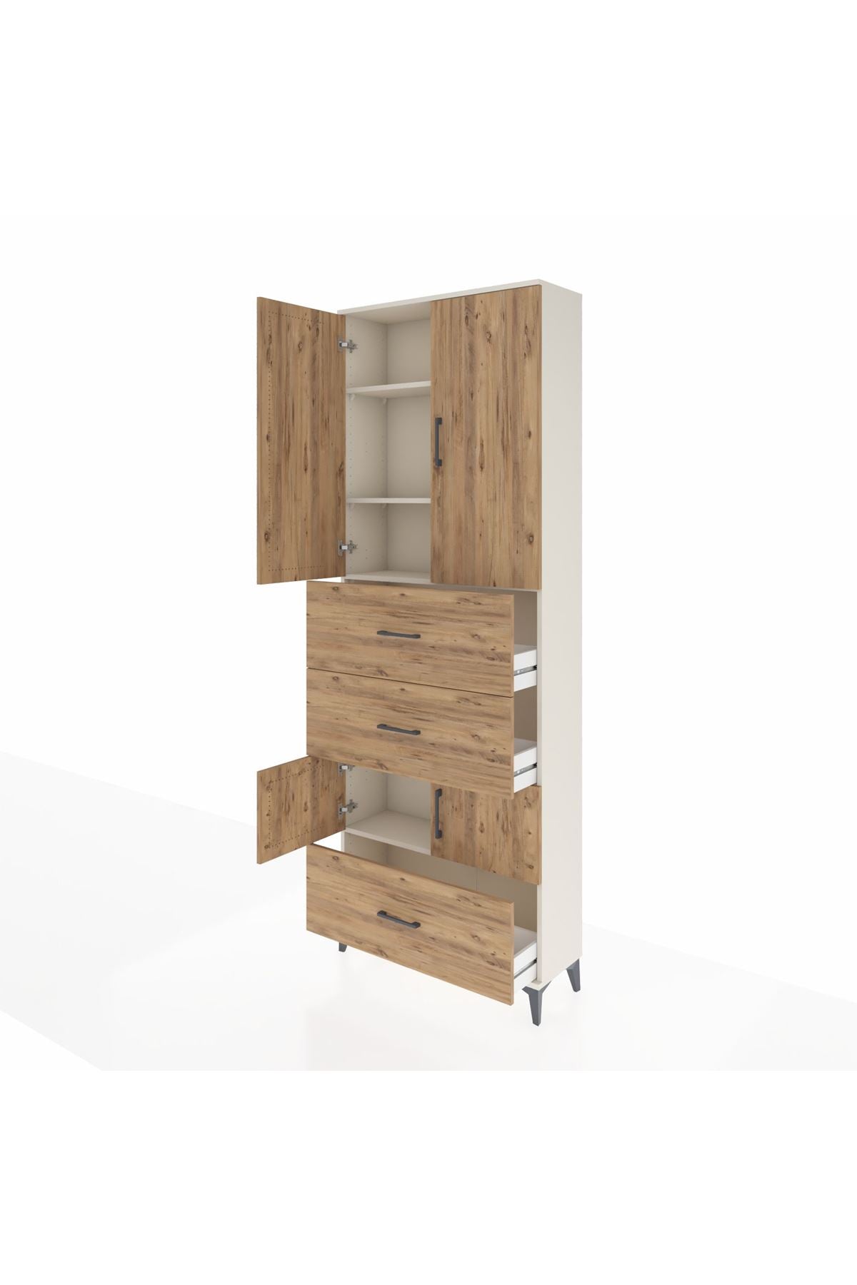 Arges Dolap 4 Raflı 3 Çekmeceli 4 Kapaklı 88x30x243 - S33M195V3A