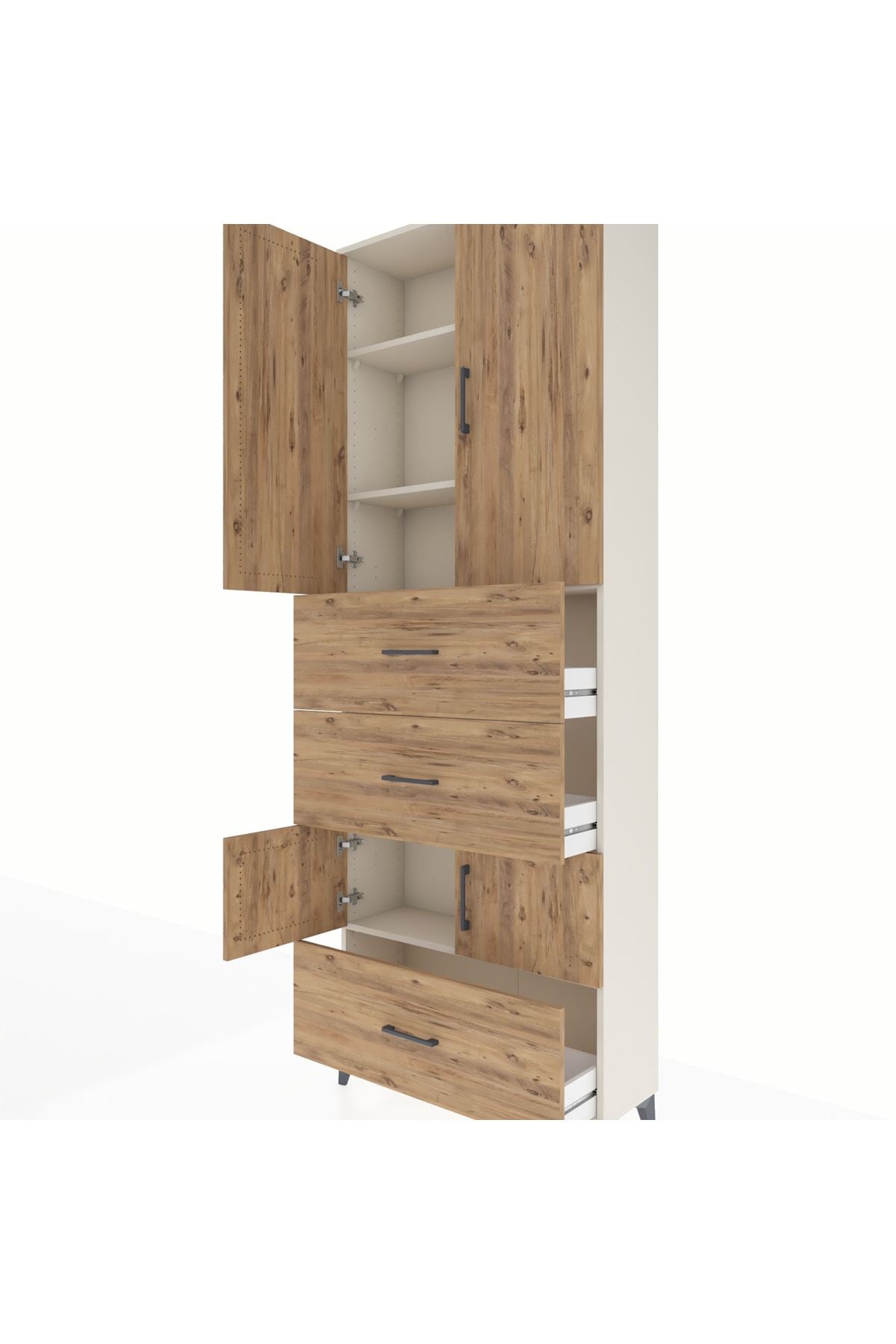 Arges Dolap 4 Raflı 3 Çekmeceli 4 Kapaklı 88x30x243 - S33M195V3A