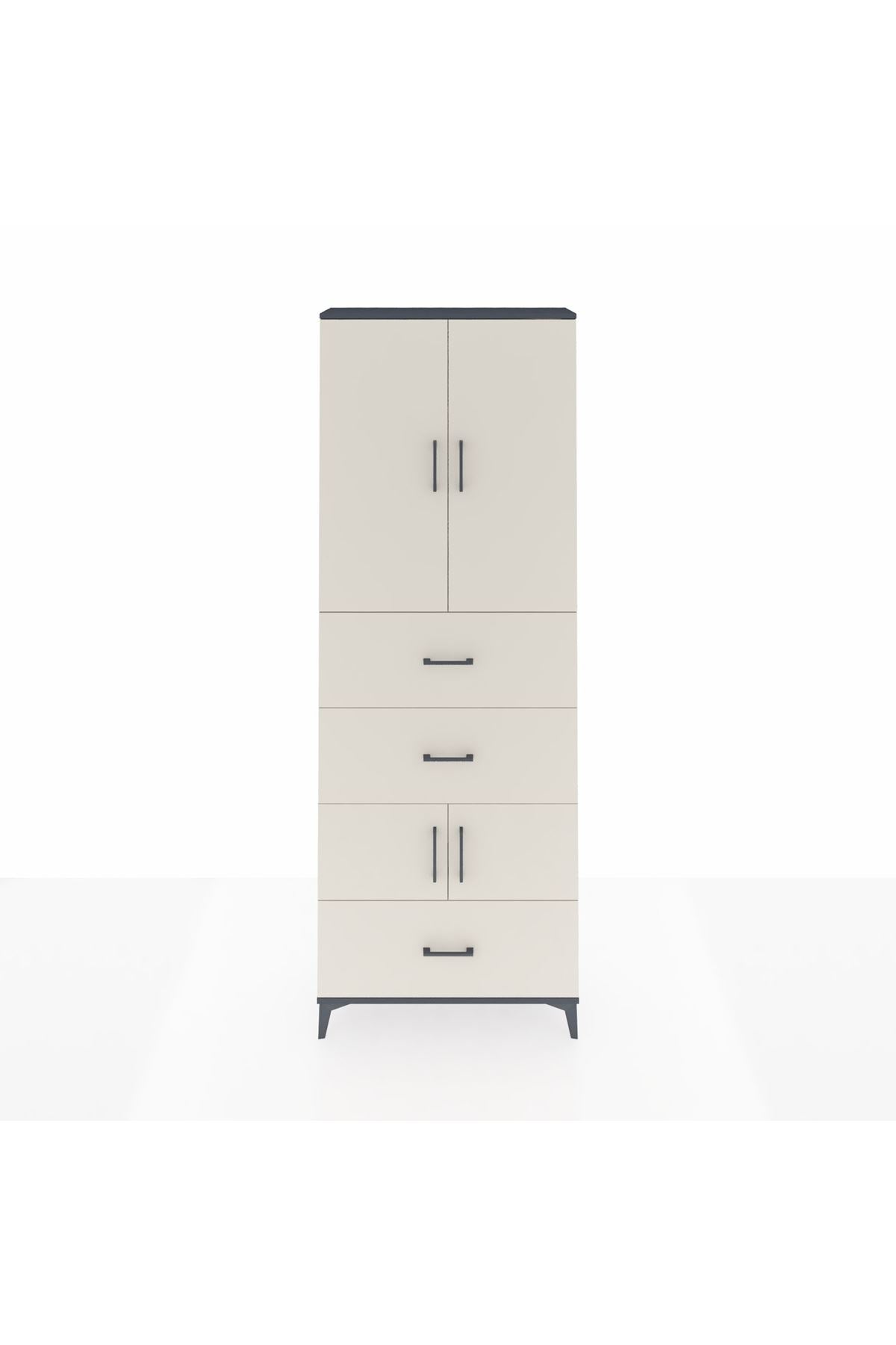 Arges Dolap 4 Raflı 3 Çekmeceli 4 Kapaklı 88x30x243 - S33M195V4A
