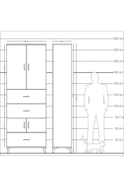 Arges Dolap 4 Raflı 3 Çekmeceli 4 Kapaklı 88x30x243 - S33M195V3A