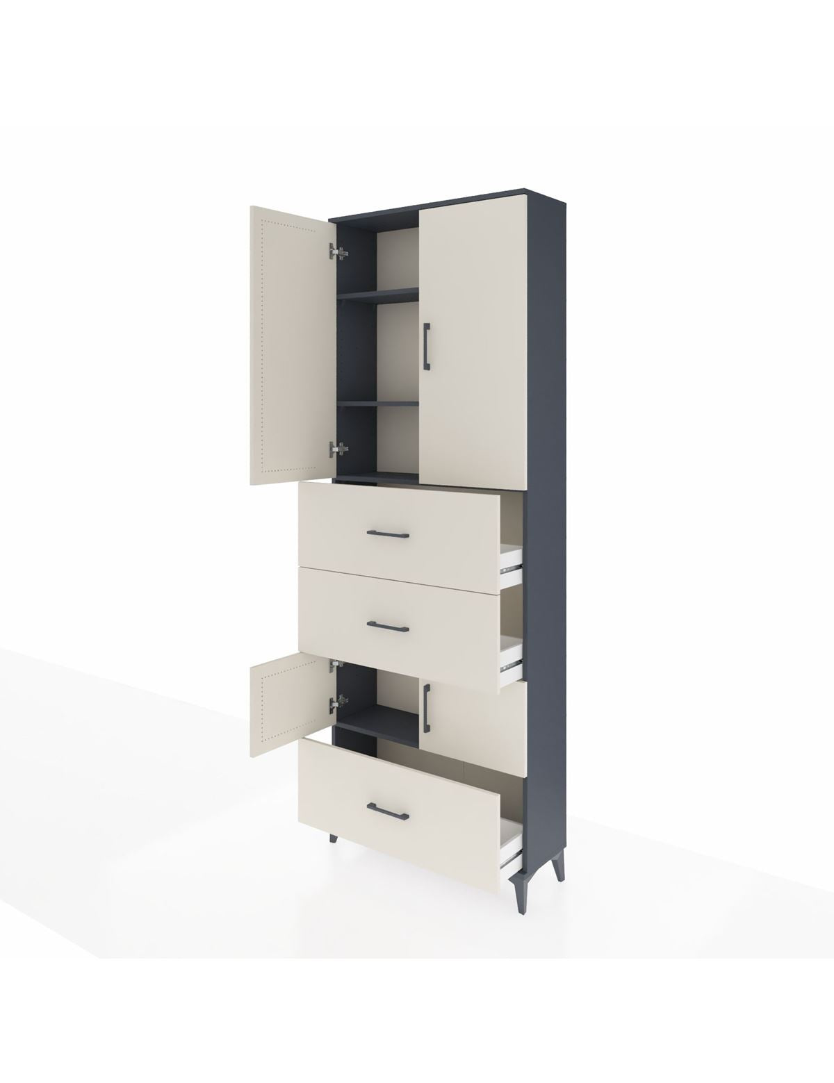 Arges Dolap 4 Raflı 3 Çekmeceli 4 Kapaklı 88x30x243 - S33M195V4A