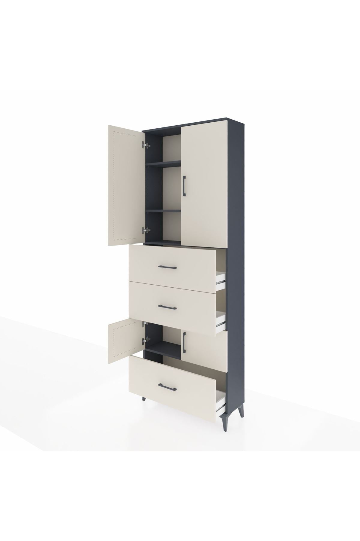 Arges Dolap 4 Raflı 3 Çekmeceli 4 Kapaklı 88x30x243 - S33M195V4A