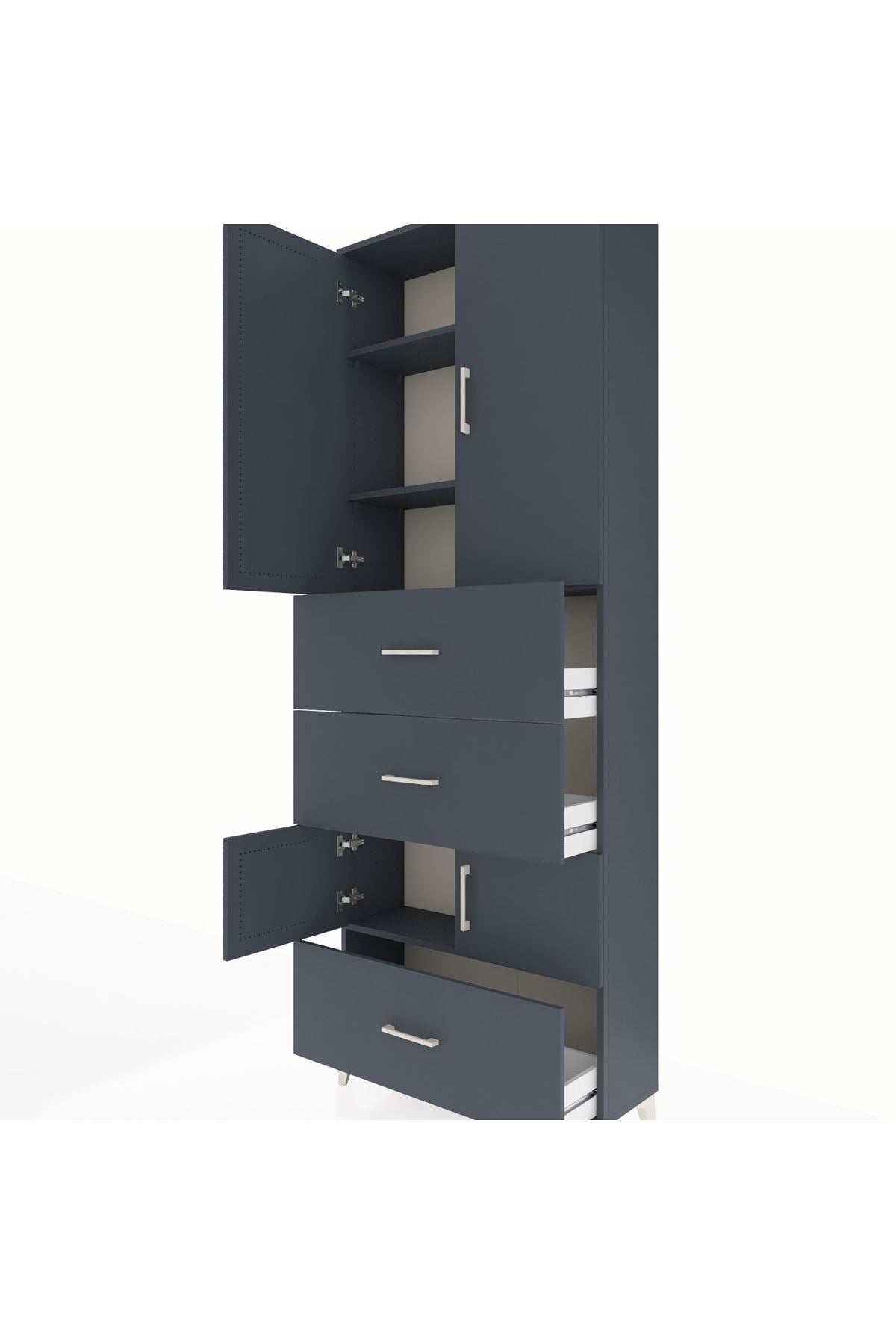 Arges Dolap 4 Raflı 3 Çekmeceli 4 Kapaklı 88x30x243 - S33M195V5A