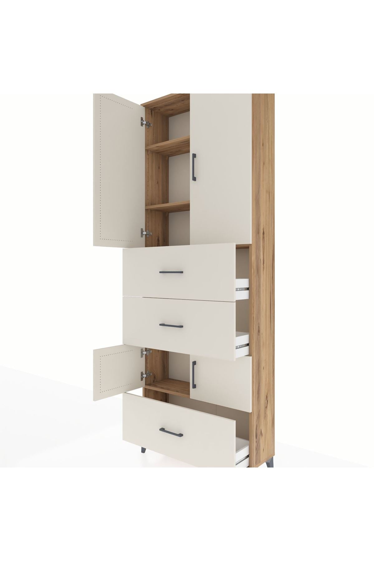 Arges Dolap 4 Raflı 3 Çekmeceli 4 Kapaklı 88x30x243 - S33M195V7A