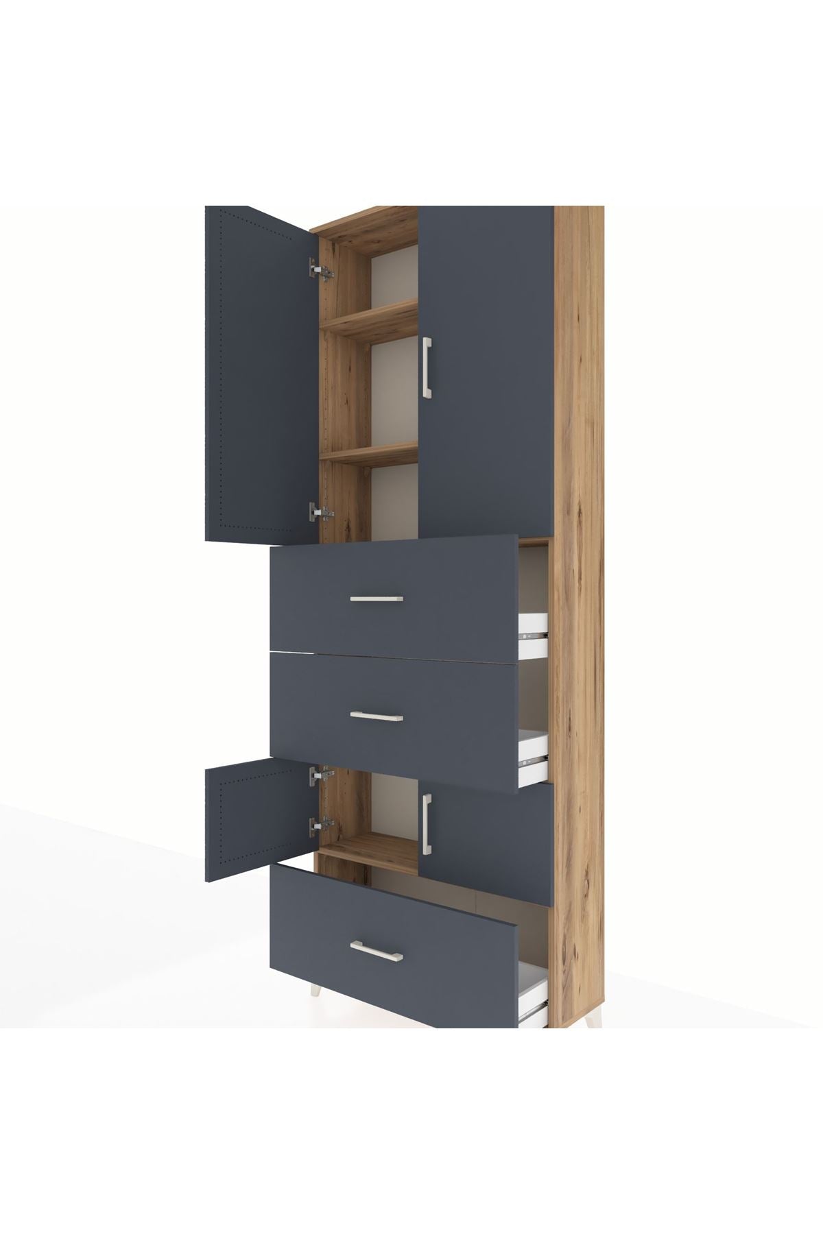 Arges Dolap 4 Raflı 3 Çekmeceli 4 Kapaklı 88x30x243 - S33M195V8A