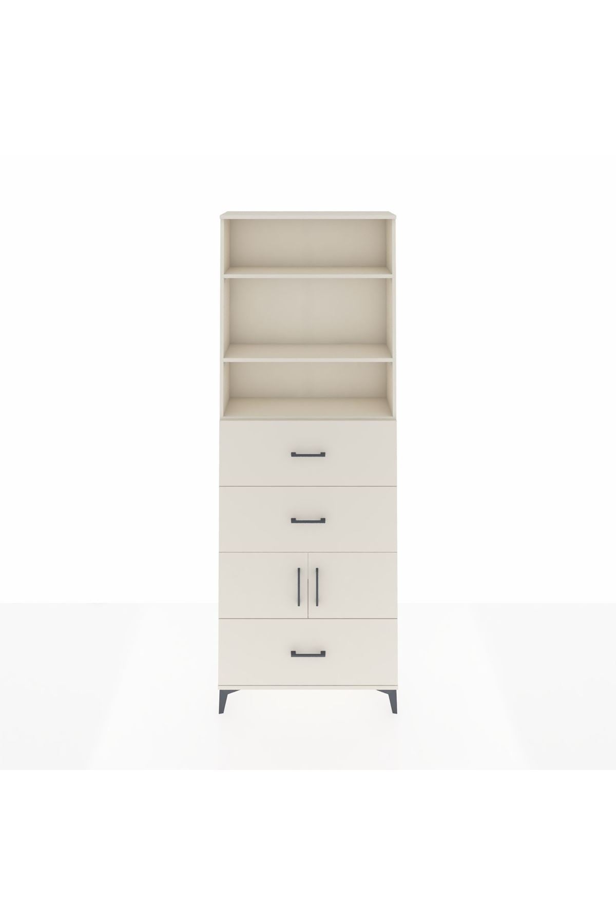 Arges Dolap 4 Raflı 3 Çekmeceli 2 Kapaklı 88x30x243 - S33M196V1A