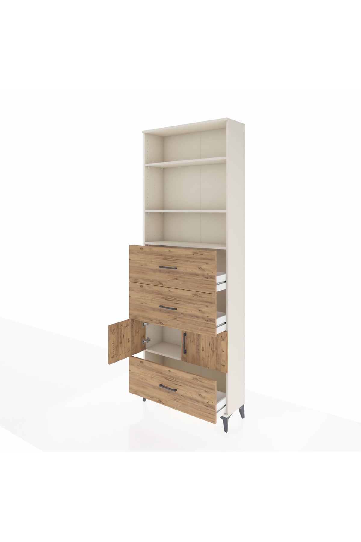 Arges Dolap 4 Raflı 3 Çekmeceli 2 Kapaklı 88x30x243 - S33M196V3A