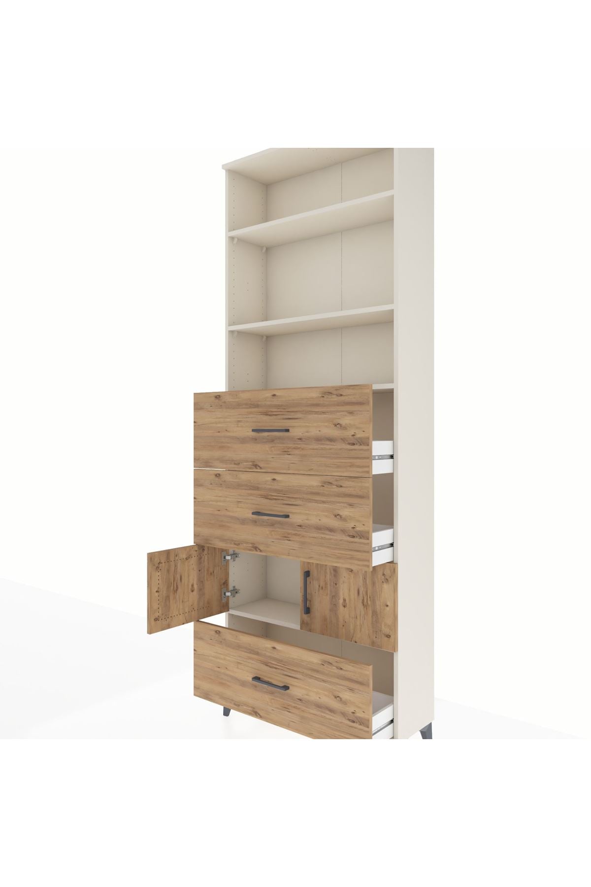 Arges Dolap 4 Raflı 3 Çekmeceli 2 Kapaklı 88x30x243 - S33M196V3A
