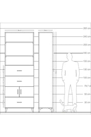 Arges Dolap 4 Raflı 3 Çekmeceli 2 Kapaklı 88x30x243 - S33M196V3A