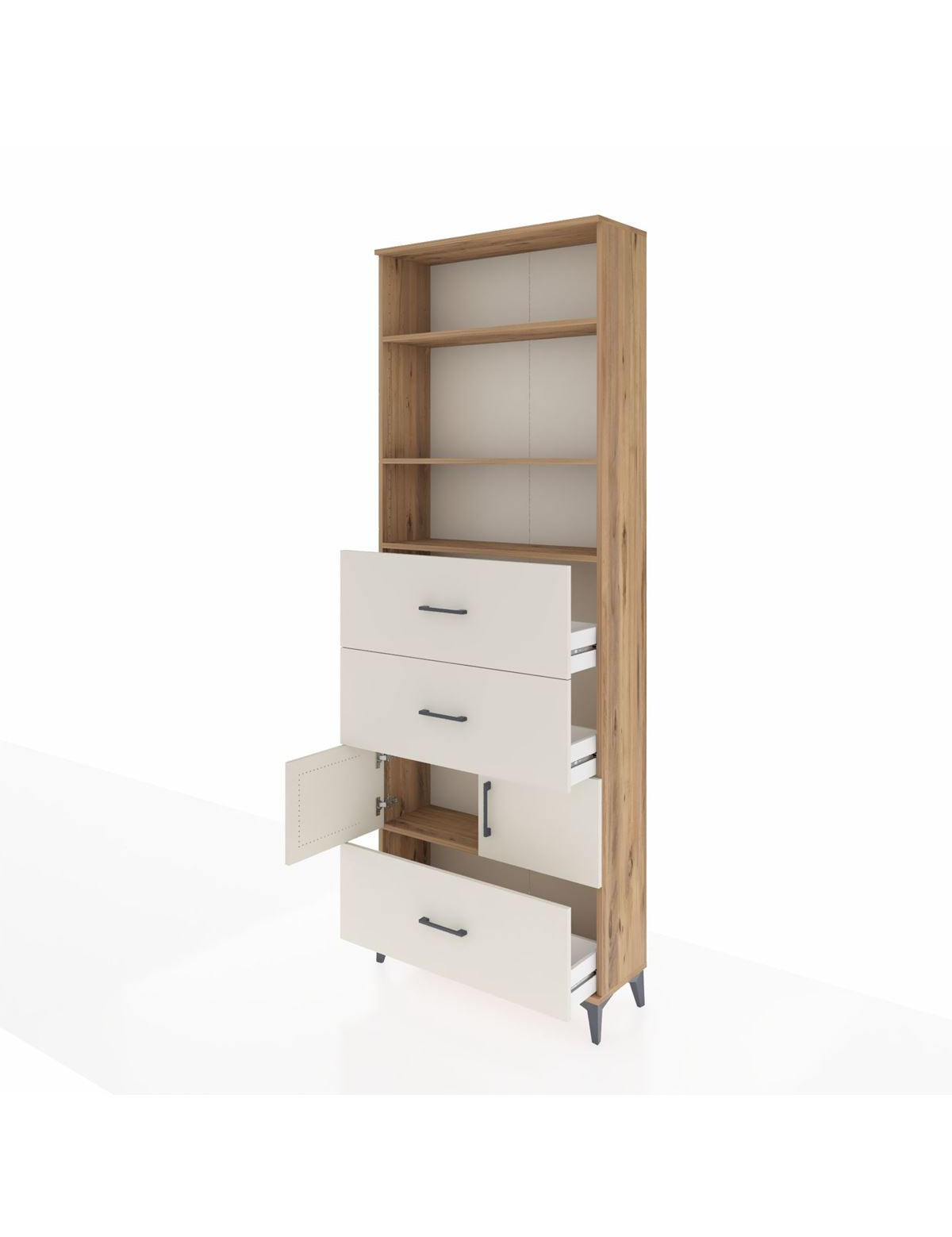 Arges Dolap 4 Raflı 3 Çekmeceli 2 Kapaklı 88x30x243 - S33M196V7A
