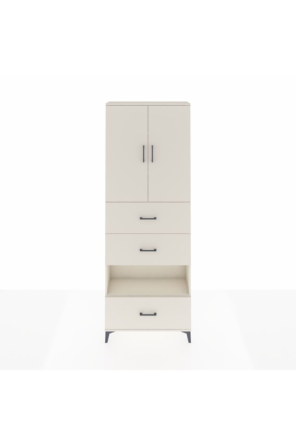 Arges Dolap 4 Raflı 3 Çekmeceli 2 Kapaklı 88x30x243 - S33M197V1A