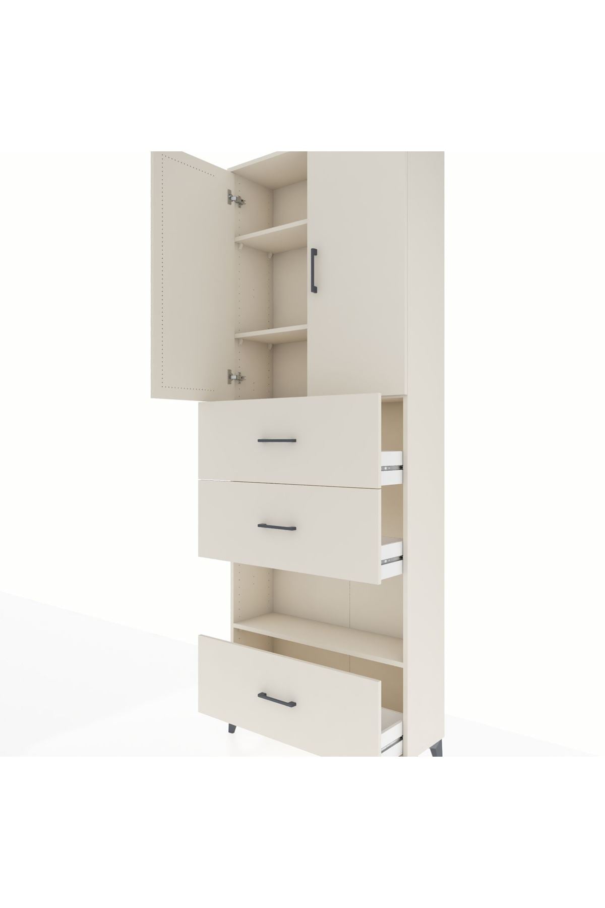 Arges Dolap 4 Raflı 3 Çekmeceli 2 Kapaklı 88x30x243 - S33M197V1A