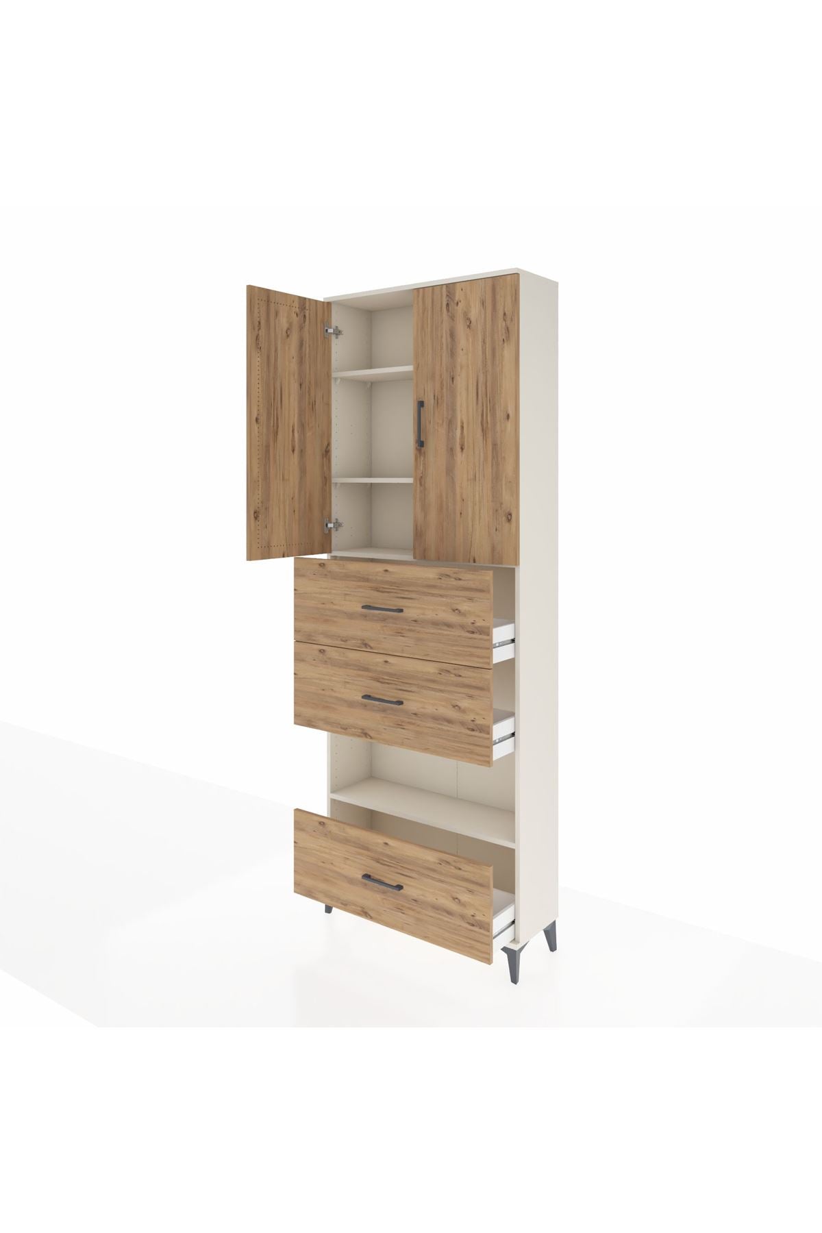 Arges Dolap 4 Raflı 3 Çekmeceli 2 Kapaklı 88x30x243 - S33M197V3A