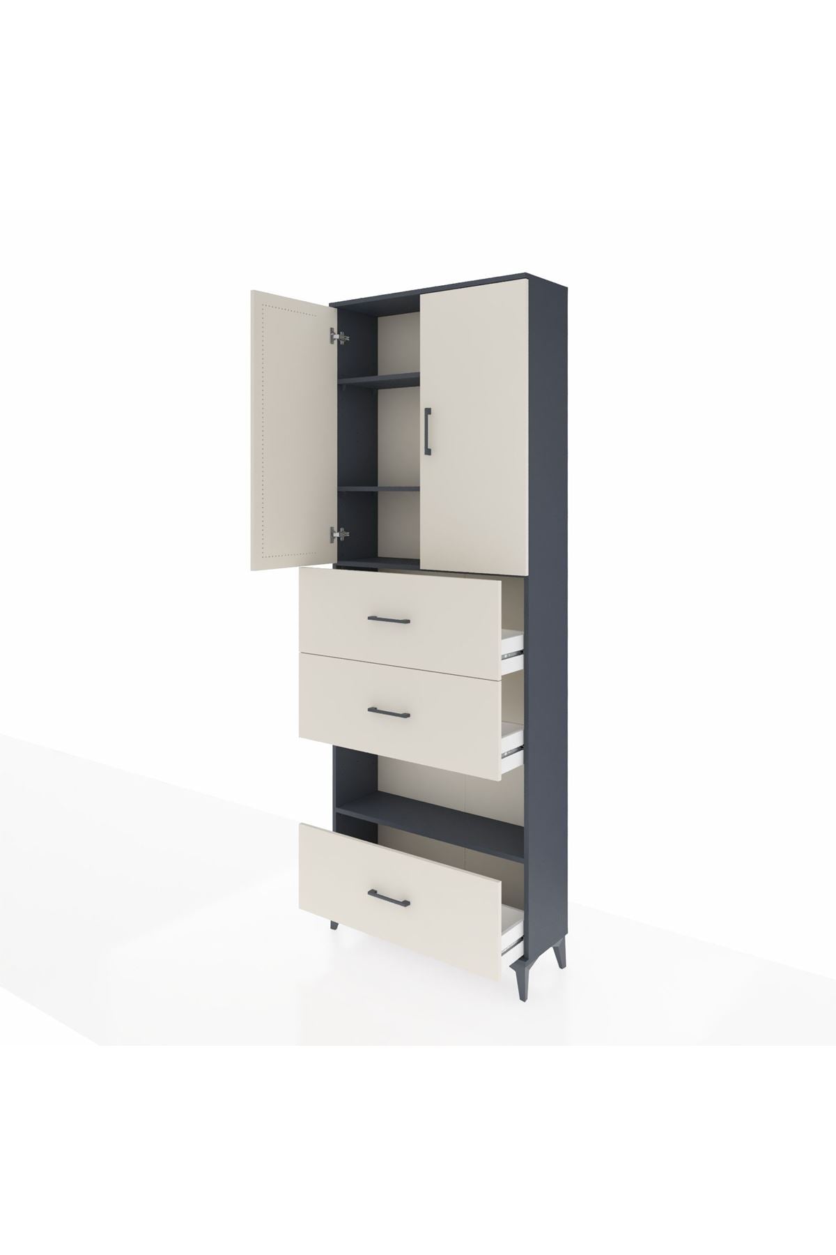 Arges Dolap 4 Raflı 3 Çekmeceli 2 Kapaklı 88x30x243 - S33M197V4A