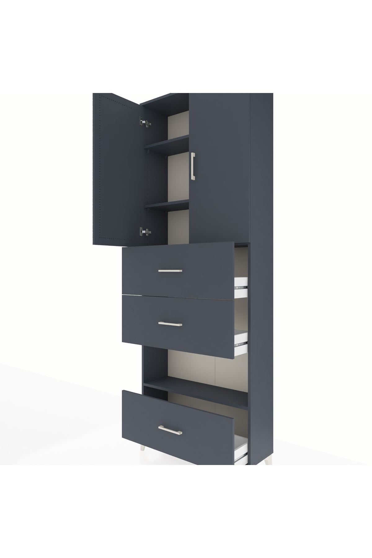 Arges Dolap 4 Raflı 3 Çekmeceli 2 Kapaklı 88x30x243 - S33M197V5A