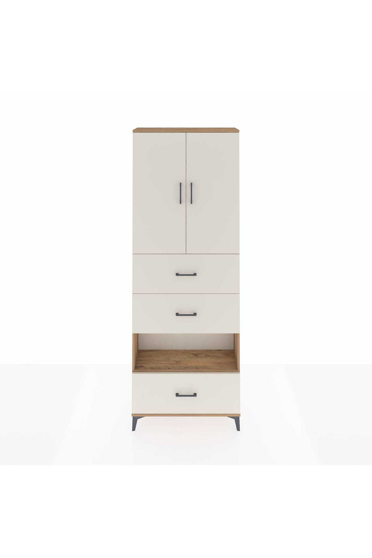Arges Dolap 4 Raflı 3 Çekmeceli 2 Kapaklı 88x30x243 - S33M197V7A