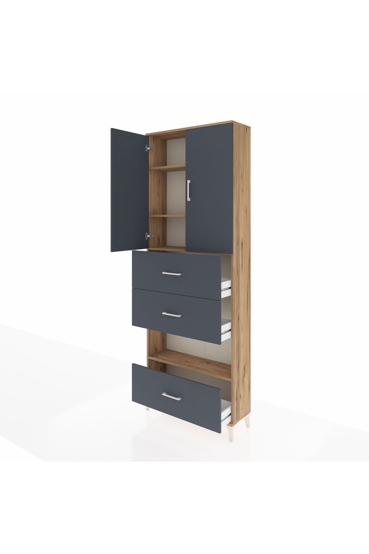 Arges Dolap 4 Raflı 3 Çekmeceli 2 Kapaklı 88x30x243 - S33M197V8A
