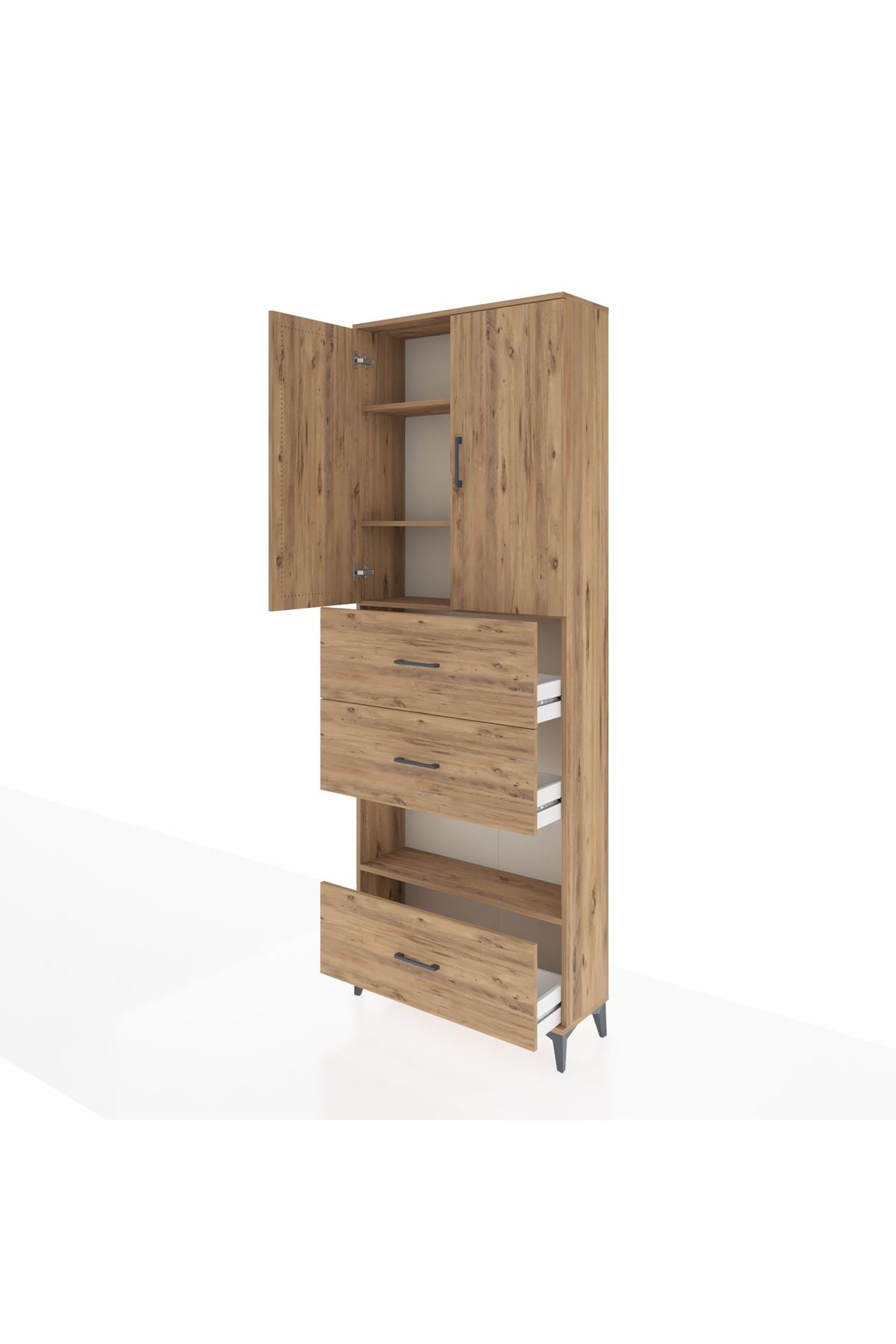 Arges Dolap 4 Raflı 3 Çekmeceli 2 Kapaklı 88x30x243 - S33M197V9A