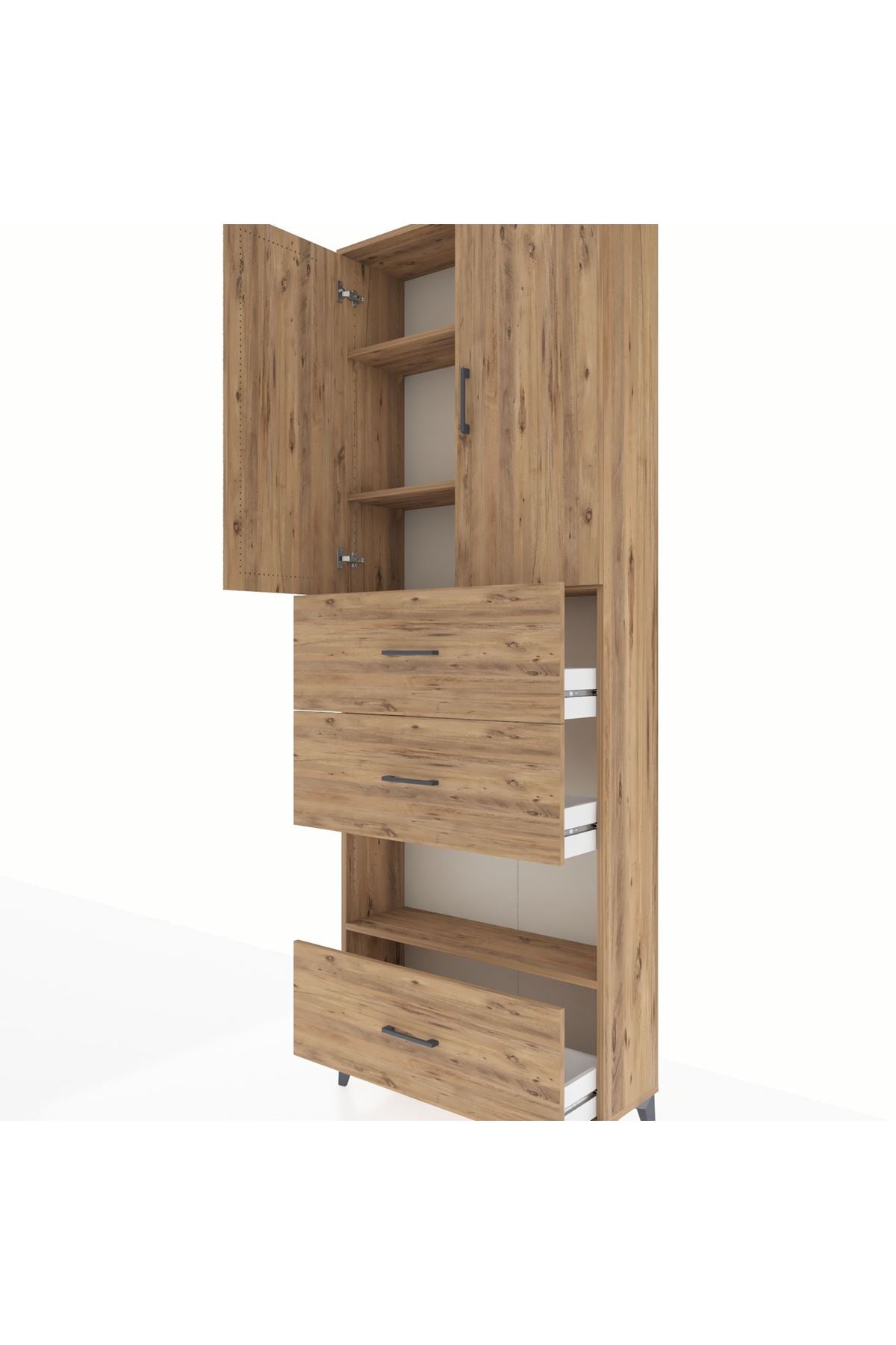 Arges Dolap 4 Raflı 3 Çekmeceli 2 Kapaklı 88x30x243 - S33M197V9A