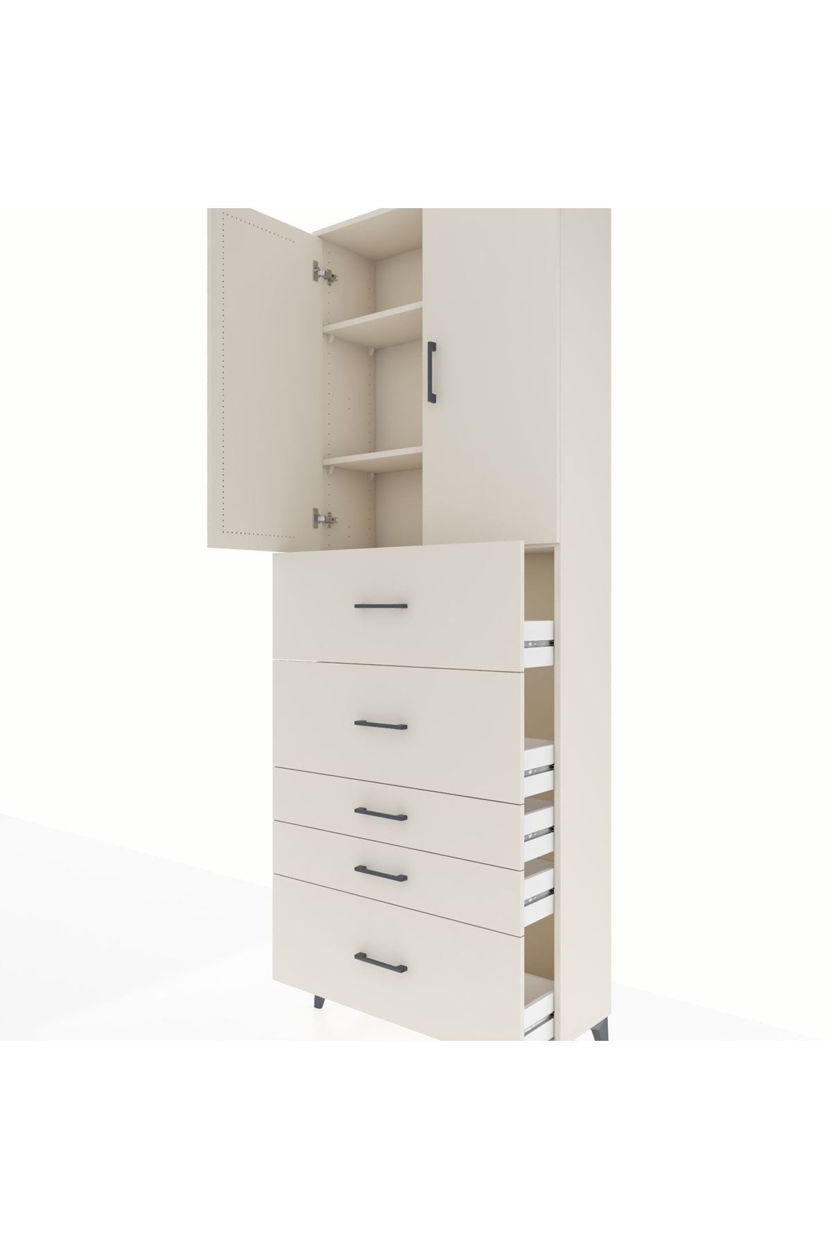 Arges Dolap 3 Raflı 5 Çekmeceli 2 Kapaklı 88x30x243 - S33M199V1A