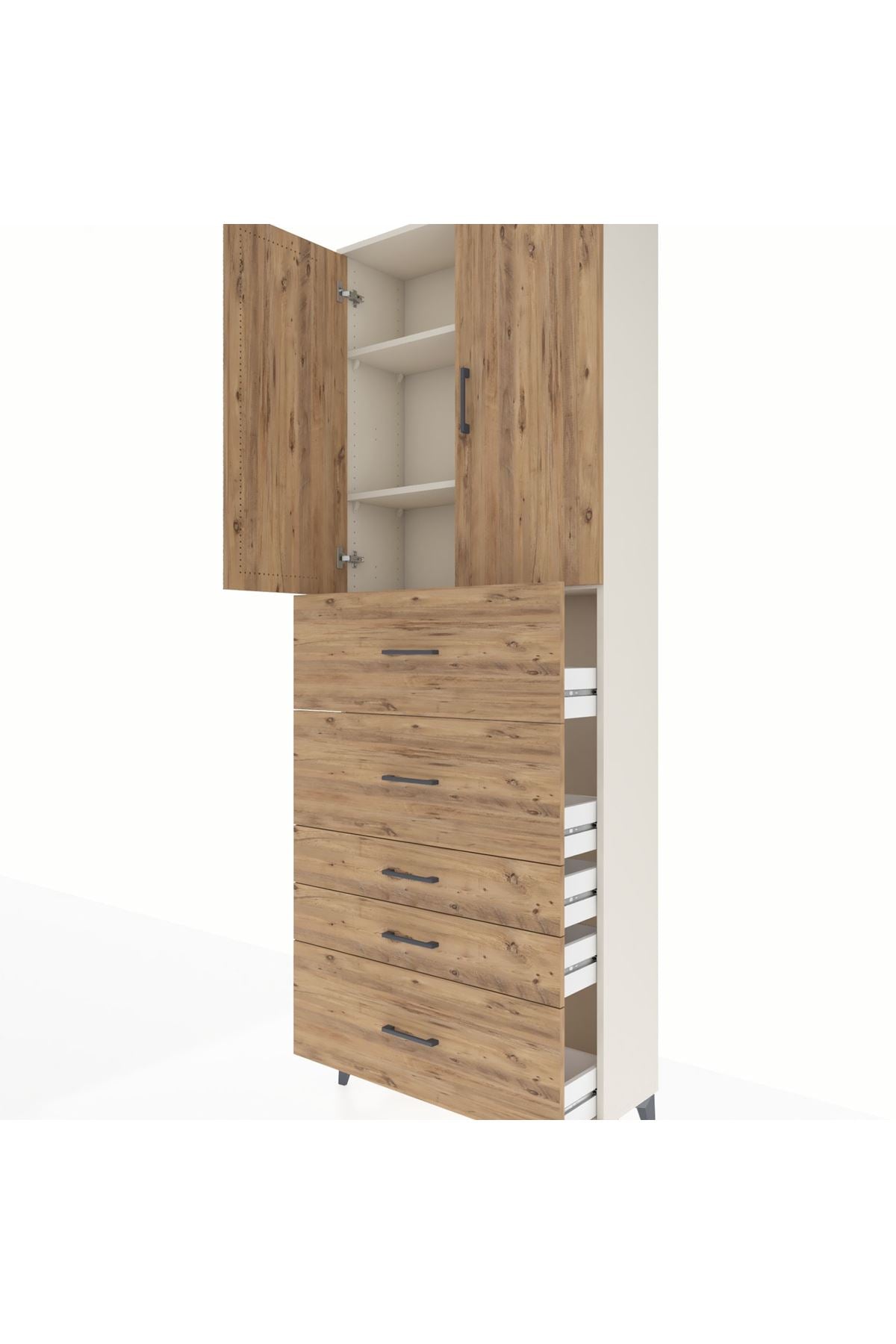 Arges Dolap 3 Raflı 5 Çekmeceli 2 Kapaklı 88x30x243 - S33M199V3A
