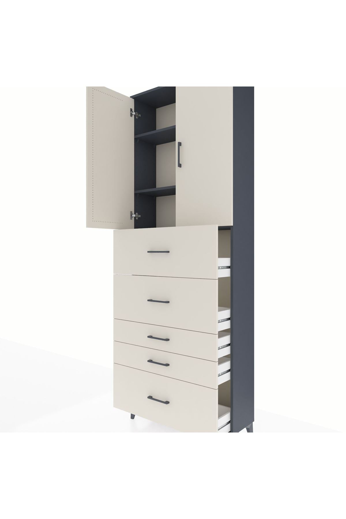 Arges Dolap 3 Raflı 5 Çekmeceli 2 Kapaklı 88x30x243 - S33M199V4A