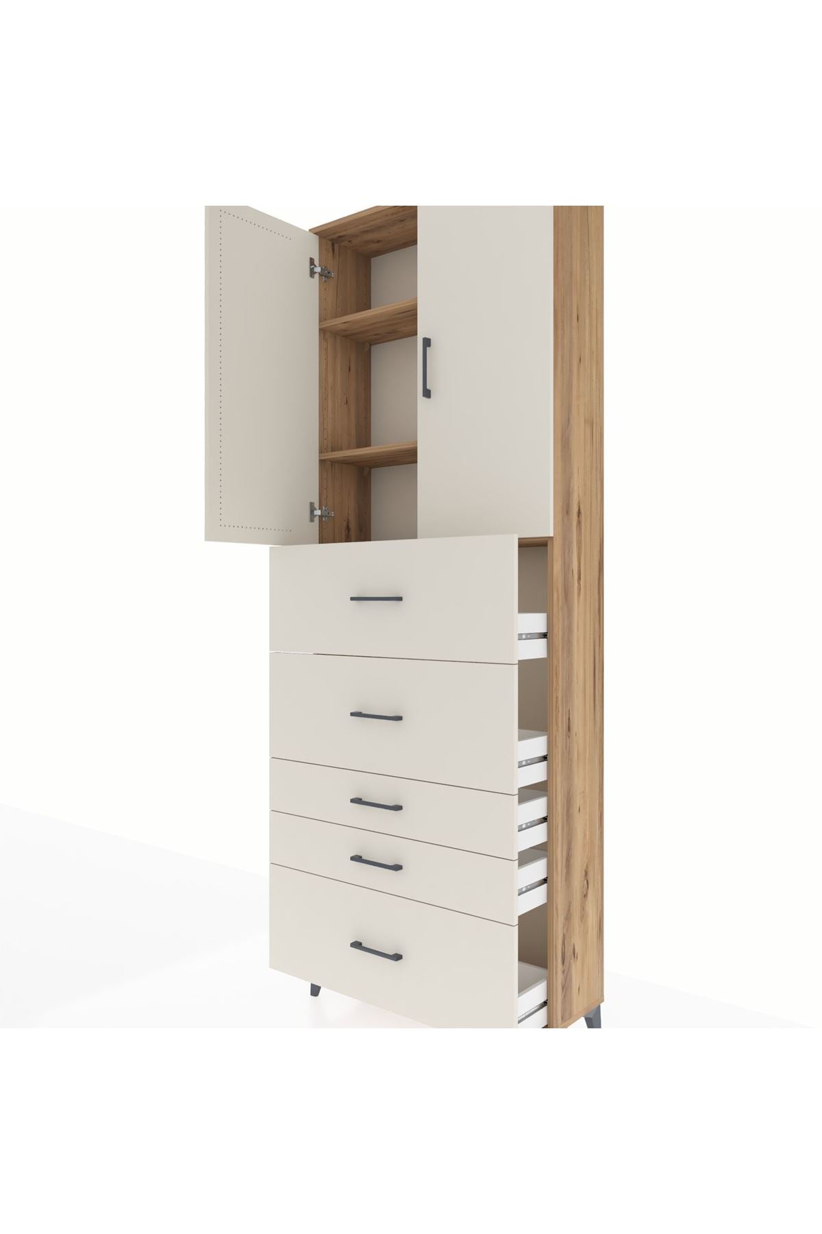 Arges Dolap 3 Raflı 5 Çekmeceli 2 Kapaklı 88x30x243 - S33M199V7A