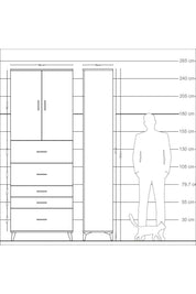 Arges Dolap 3 Raflı 5 Çekmeceli 2 Kapaklı 88x30x243 - S33M199V9A