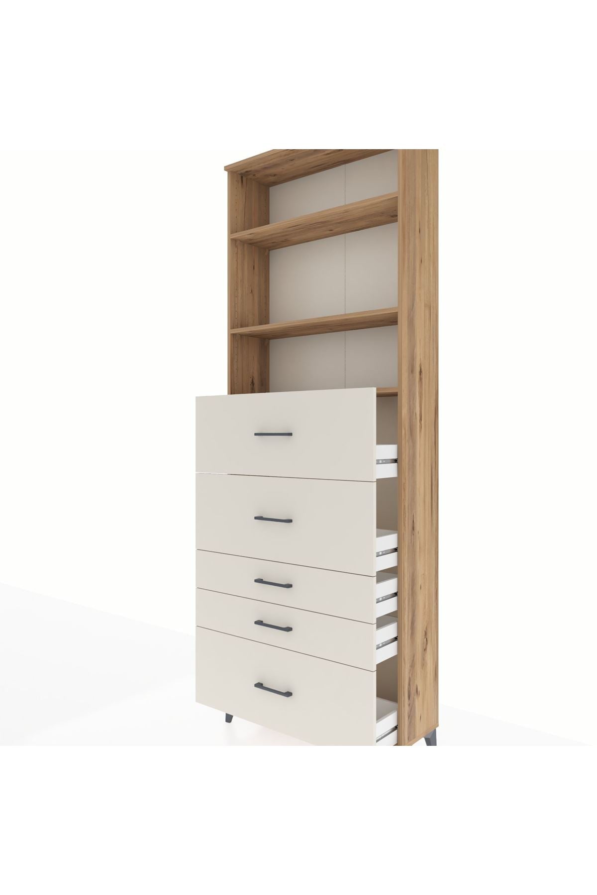 Arges Dolap 3 Raflı 5 Çekmeceli 88x30x243 - S33M200V7A
