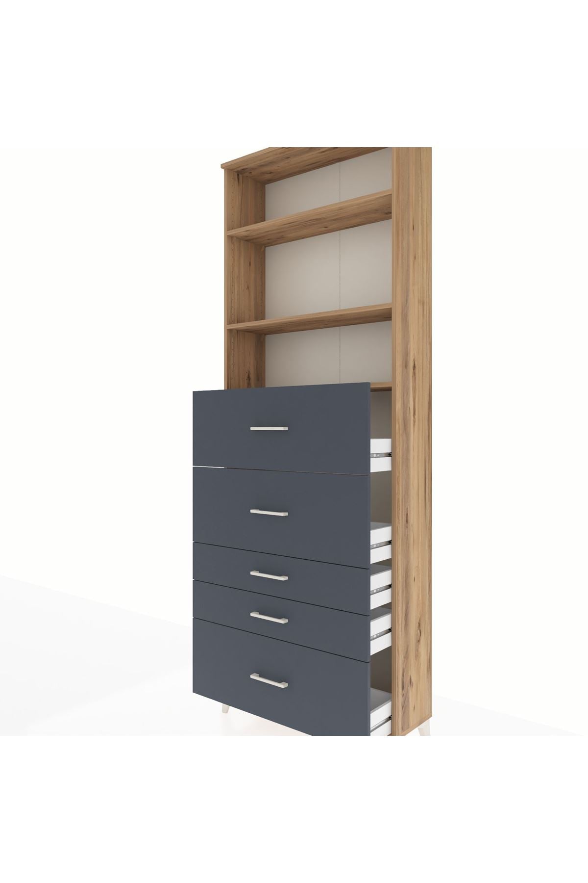 Arges Dolap 3 Raflı 5 Çekmeceli 88x30x243 - S33M200V8A