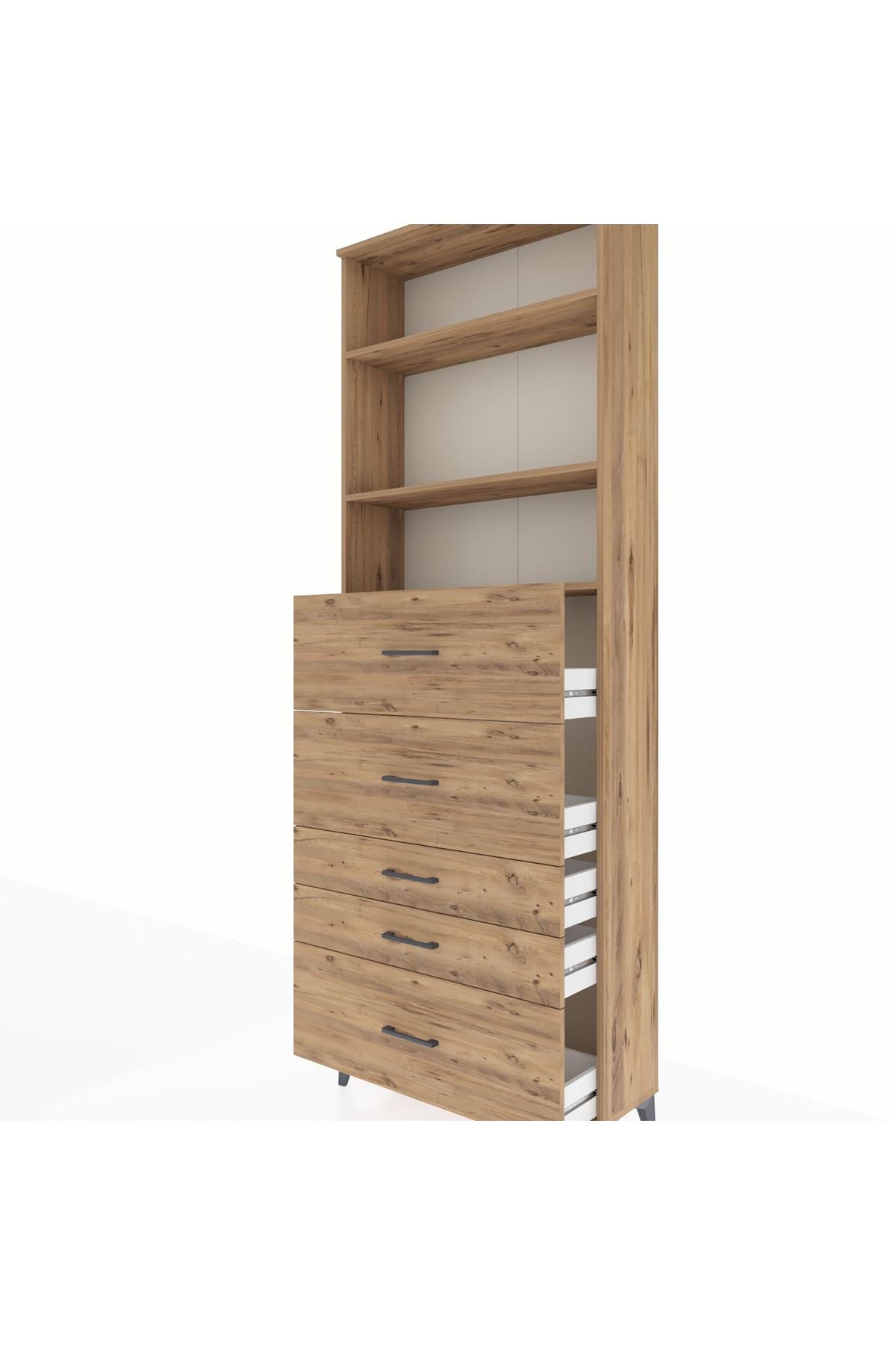 Arges Dolap 3 Raflı 5 Çekmeceli 88x30x243 - S33M200V9A