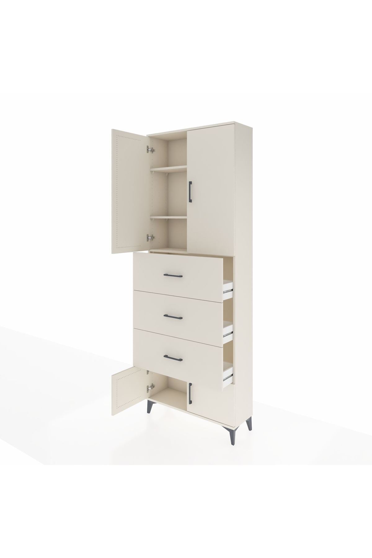 Arges Dolap 3 Raflı 3 Çekmeceli 4 Kapaklı 88x30x243 - S33M201V1A