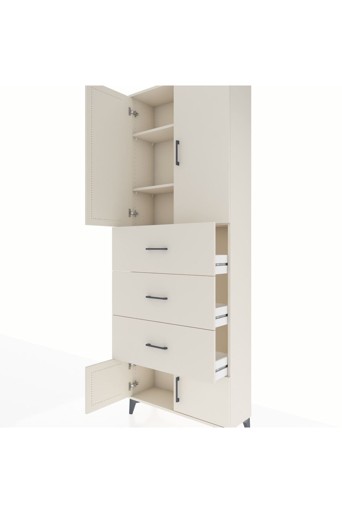 Arges Dolap 3 Raflı 3 Çekmeceli 4 Kapaklı 88x30x243 - S33M201V1A