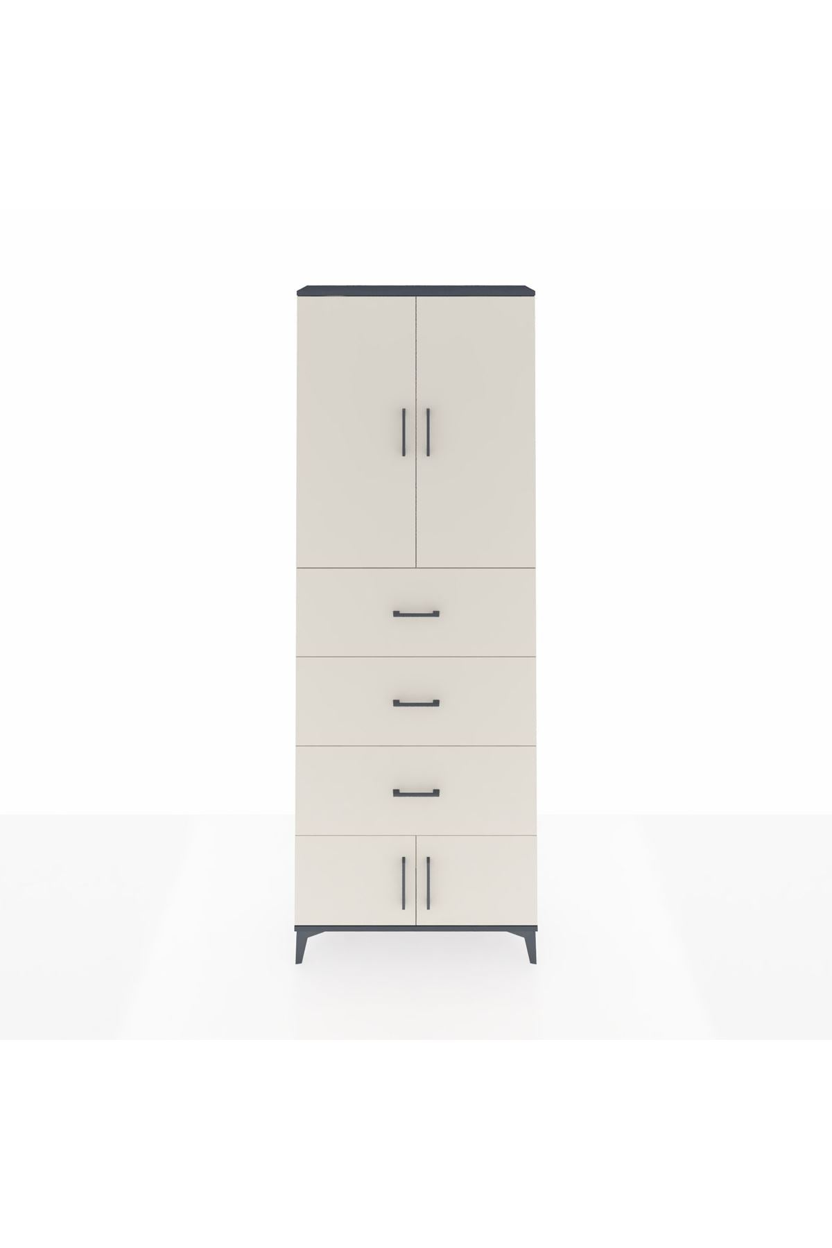 Arges Dolap 3 Raflı 3 Çekmeceli 4 Kapaklı 88x30x243 - S33M201V4A
