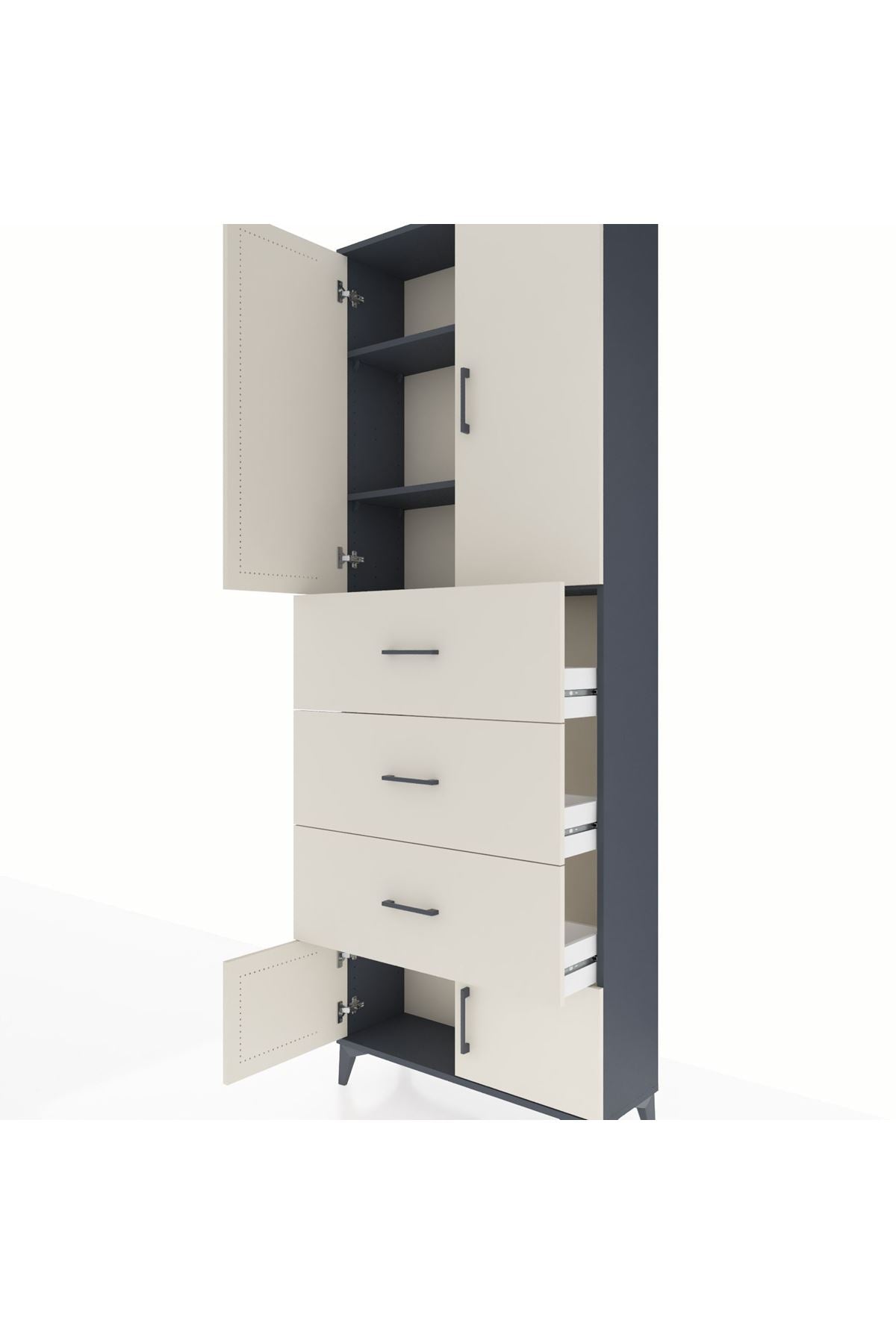 Arges Dolap 3 Raflı 3 Çekmeceli 4 Kapaklı 88x30x243 - S33M201V4A