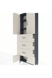 Arges Dolap 3 Raflı 3 Çekmeceli 4 Kapaklı 88x30x243 - S33M201V4A