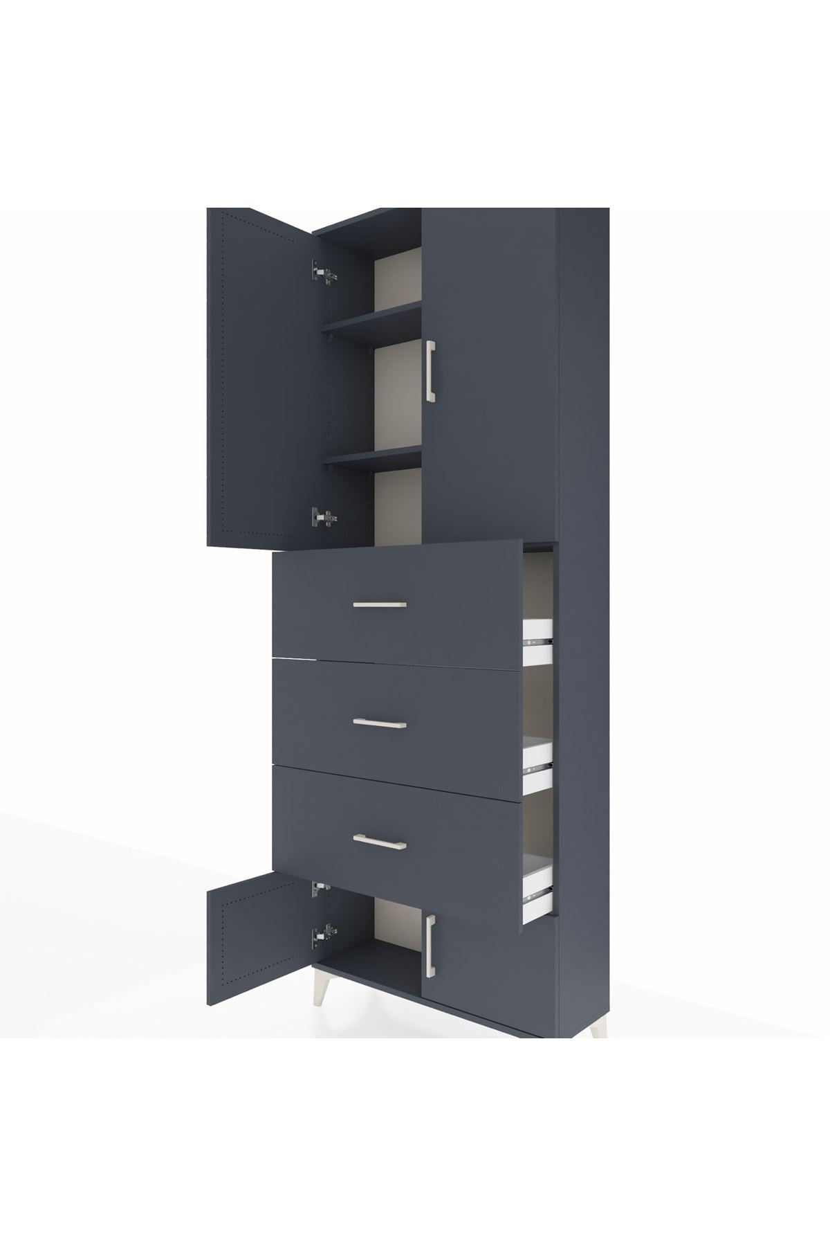 Arges Dolap 3 Raflı 3 Çekmeceli 4 Kapaklı 88x30x243 - S33M201V5A