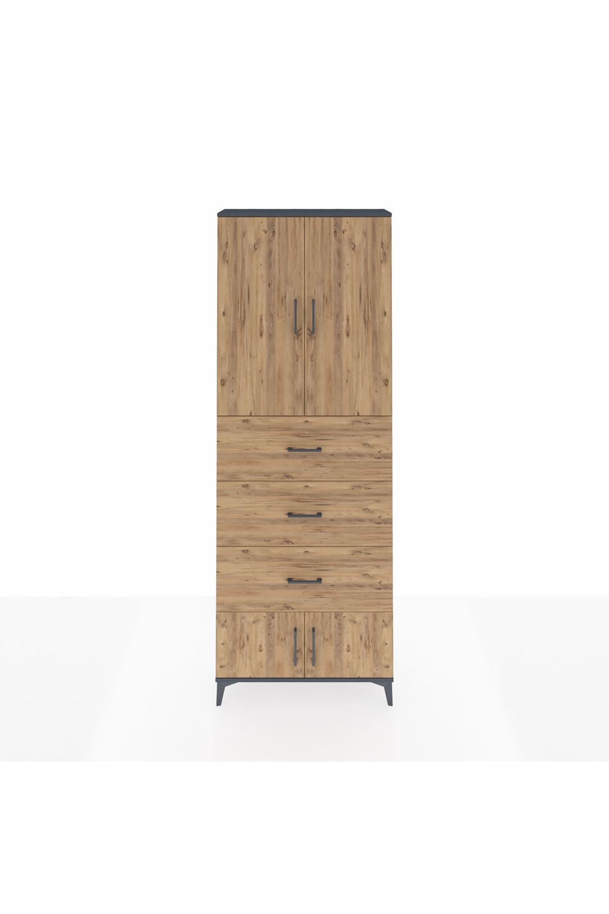 Arges Dolap 3 Raflı 3 Çekmeceli 4 Kapaklı 88x30x243 - S33M201V6A