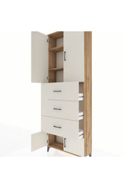 Arges Dolap 3 Raflı 3 Çekmeceli 4 Kapaklı 88x30x243 - S33M201V7A