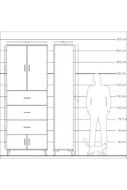 Arges Dolap 3 Raflı 3 Çekmeceli 4 Kapaklı 88x30x243 - S33M201V7A