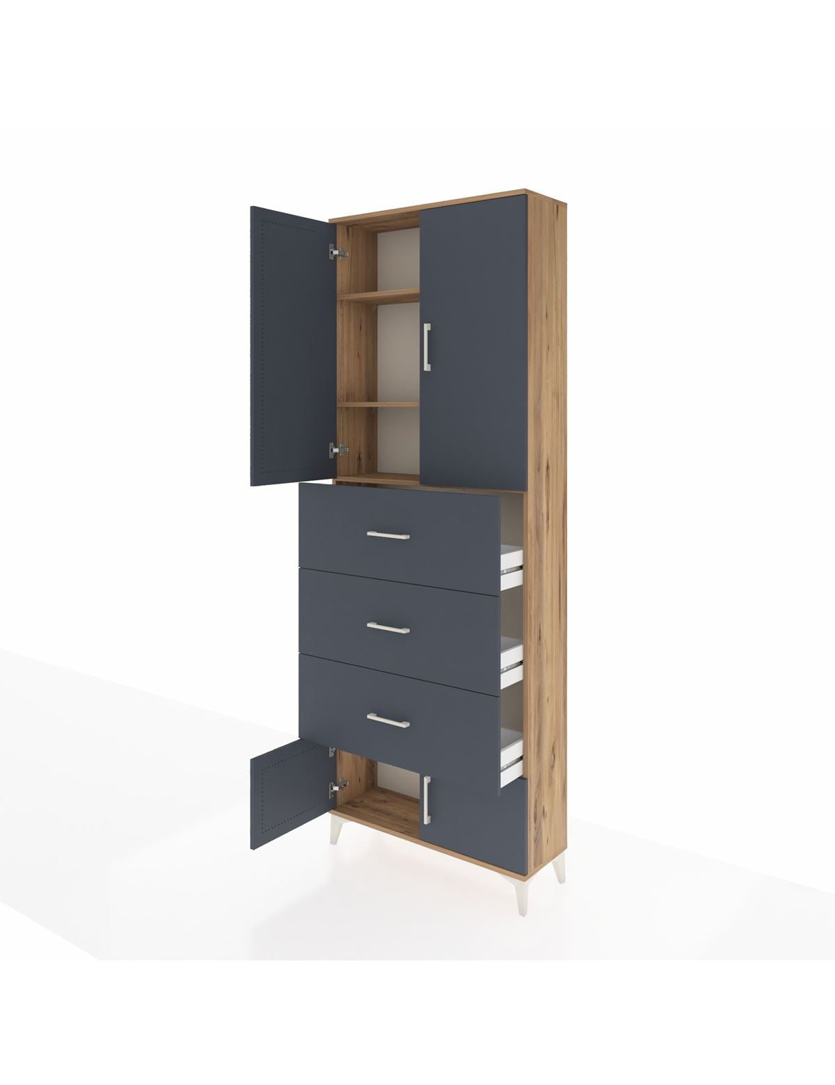 Arges Dolap 3 Raflı 3 Çekmeceli 4 Kapaklı 88x30x243 - S33M201V8A