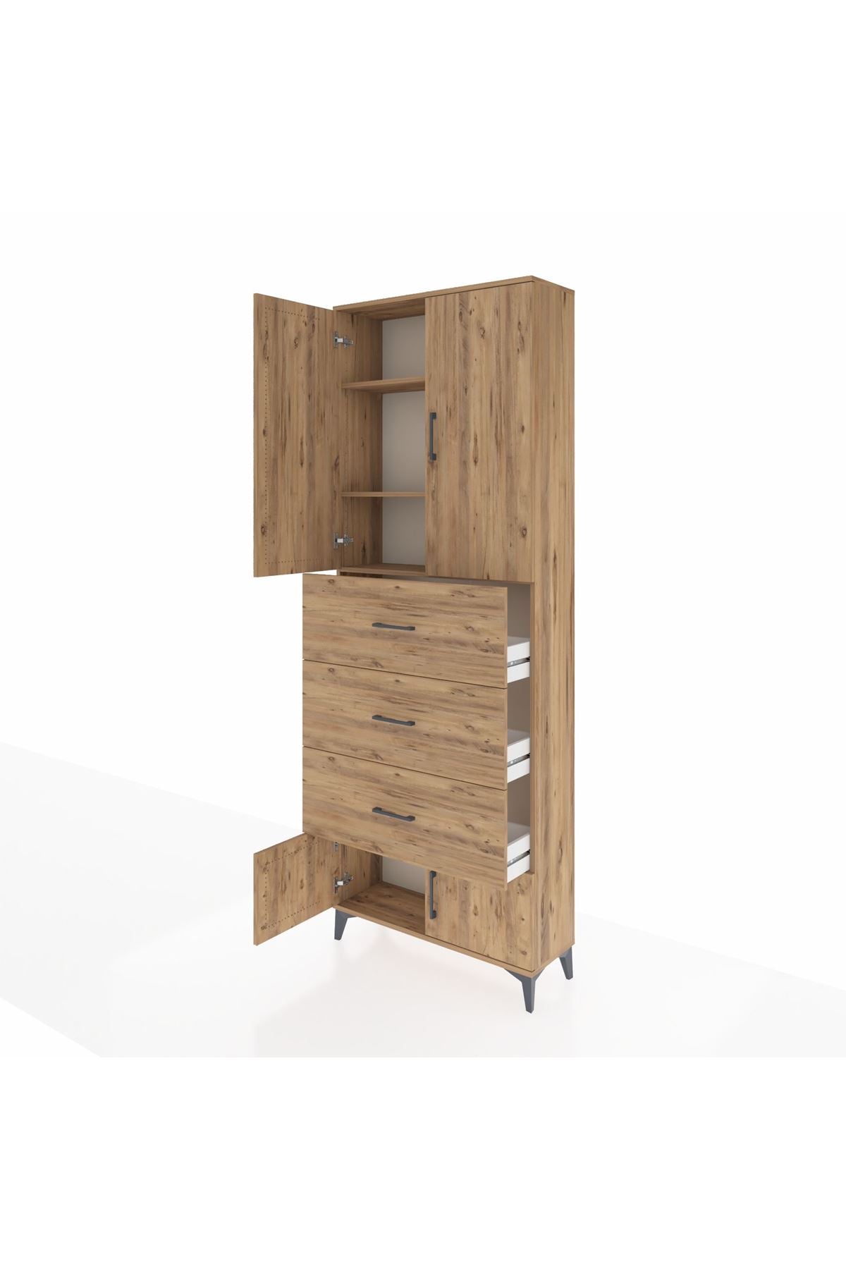 Arges Dolap 3 Raflı 3 Çekmeceli 4 Kapaklı 88x30x243 - S33M201V9A