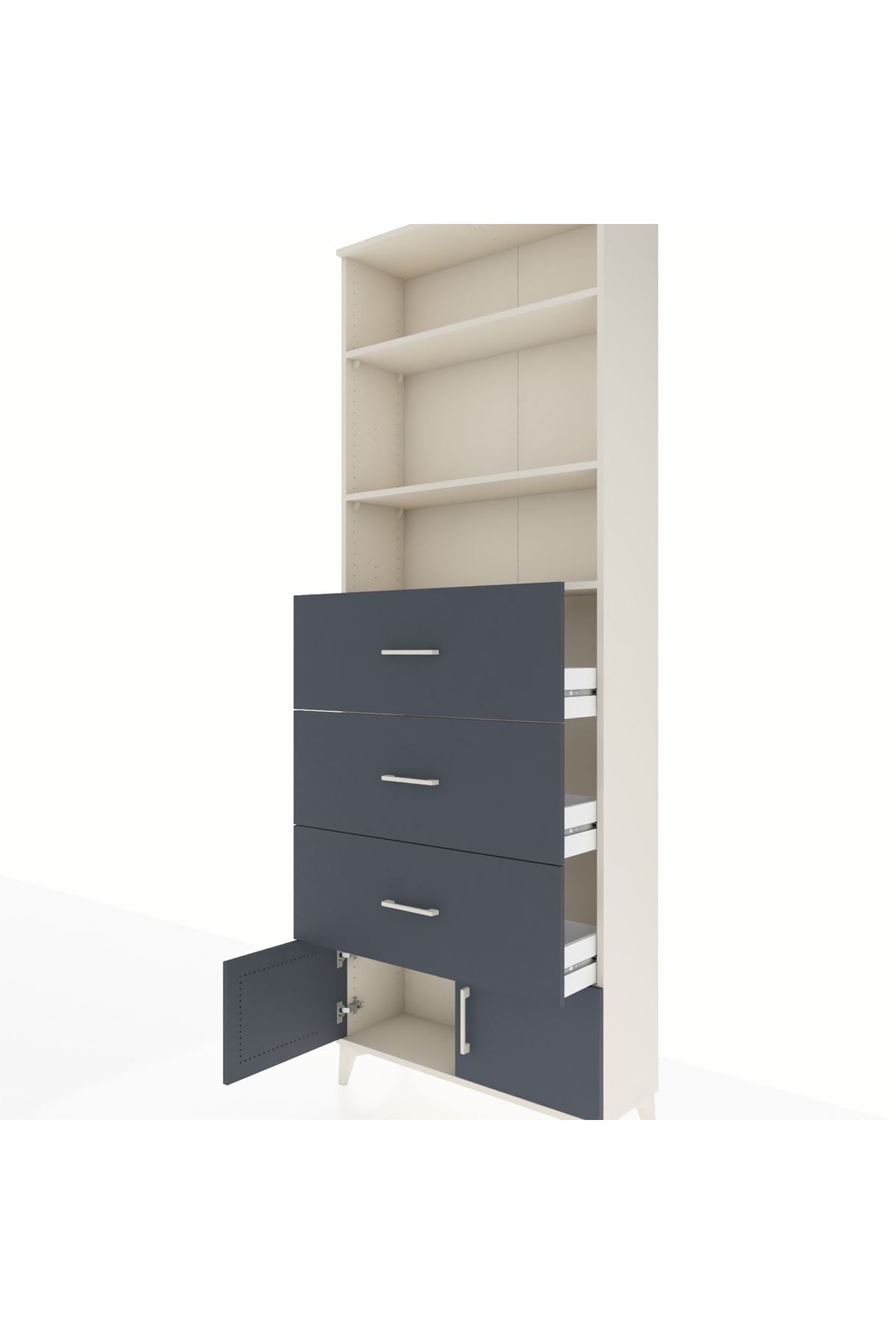 Arges Dolap 3 Raflı 3 Çekmeceli 2 Kapaklı 88x30x243 - S33M202V2A
